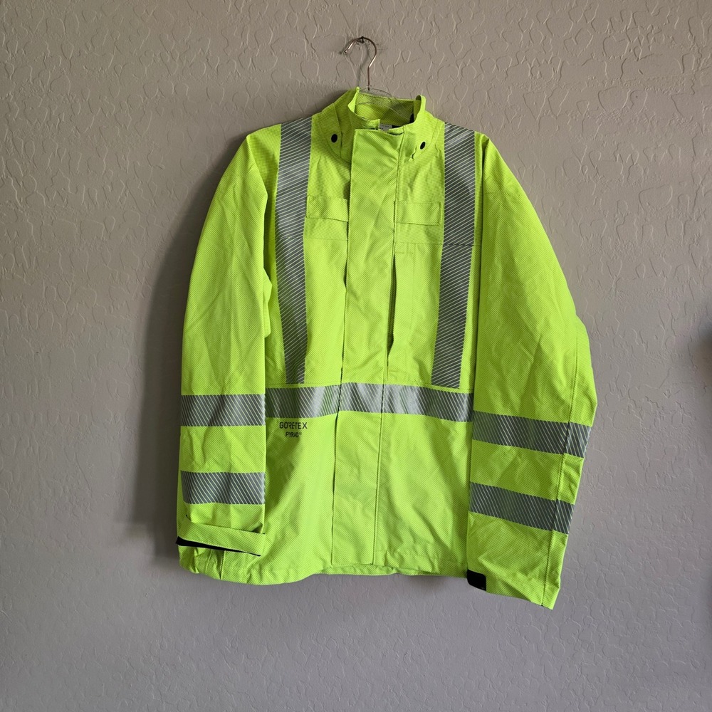 Gore-Tex Pyrad Yellow Flame Resistant Hydroflash FR Coat Jacket Size Large